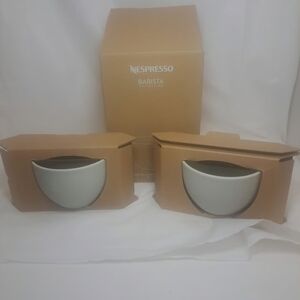 Nespresso Barista Collection White Cappuccino Cups Set of 2 Large NEW in Box